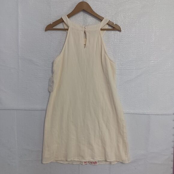Altar'd State Dress Size M Cream Cotton Gauze Halter Neck Lined Embroidered NEW - Picture 2 of 10